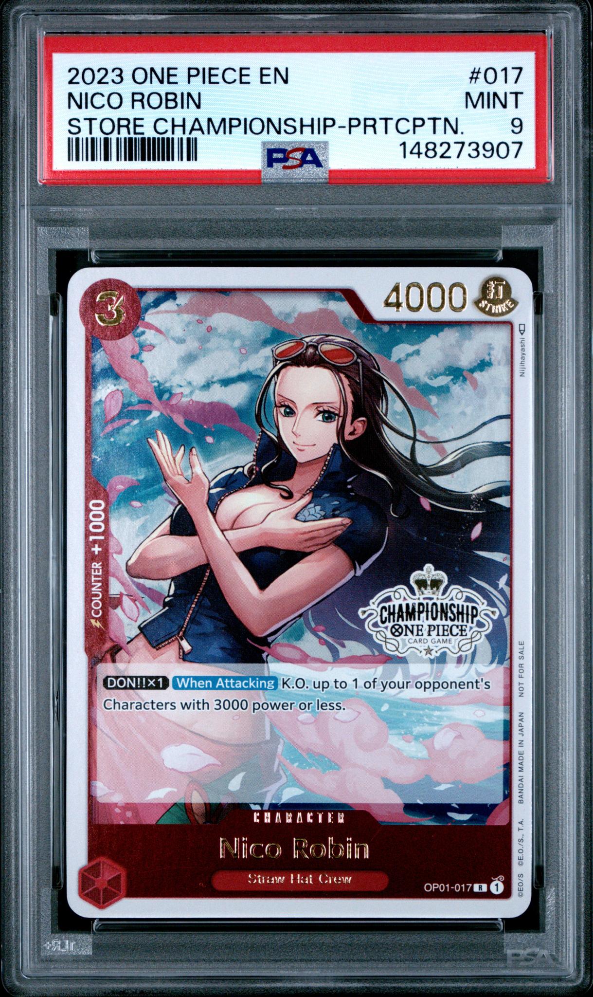 2023 One Piece Store Championship Promo Participation Pack Nico Robin #OP01-017 PSA 9