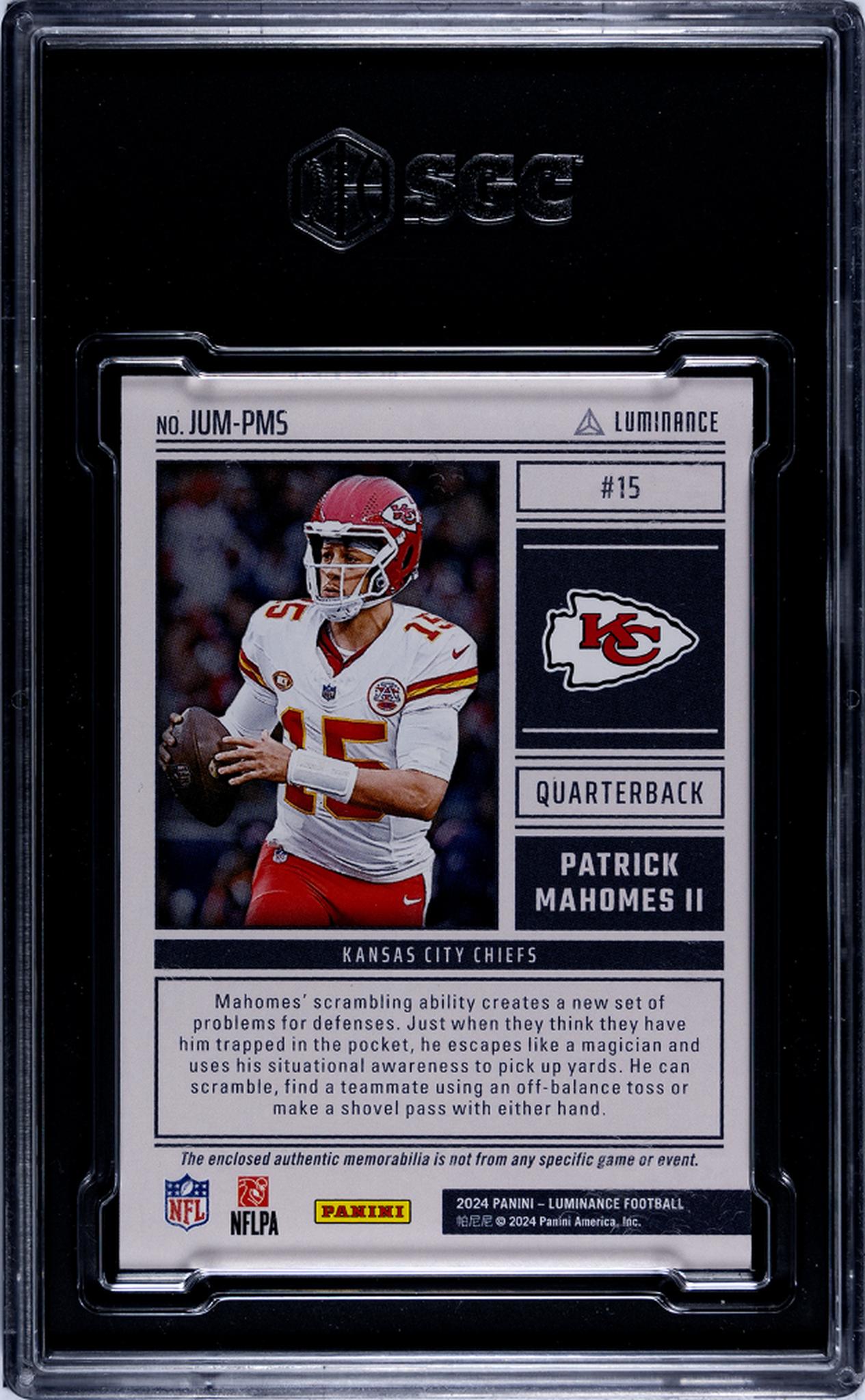 2024 Luminance #JUM-PMS Patrick Mahomes II Jumbo Material SGC 9.5