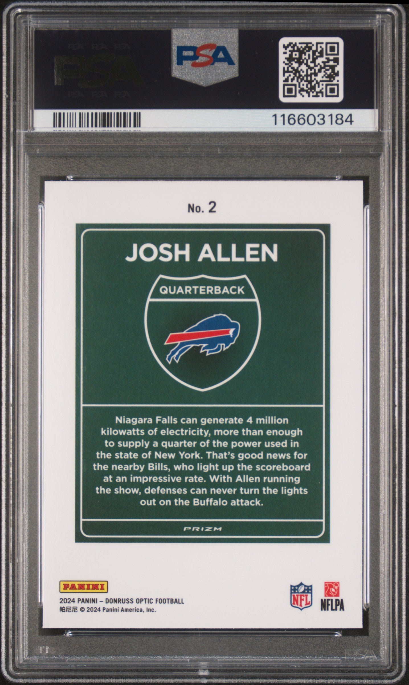 2024 Donruss Optic Downtown Josh Allen #2 PSA 9