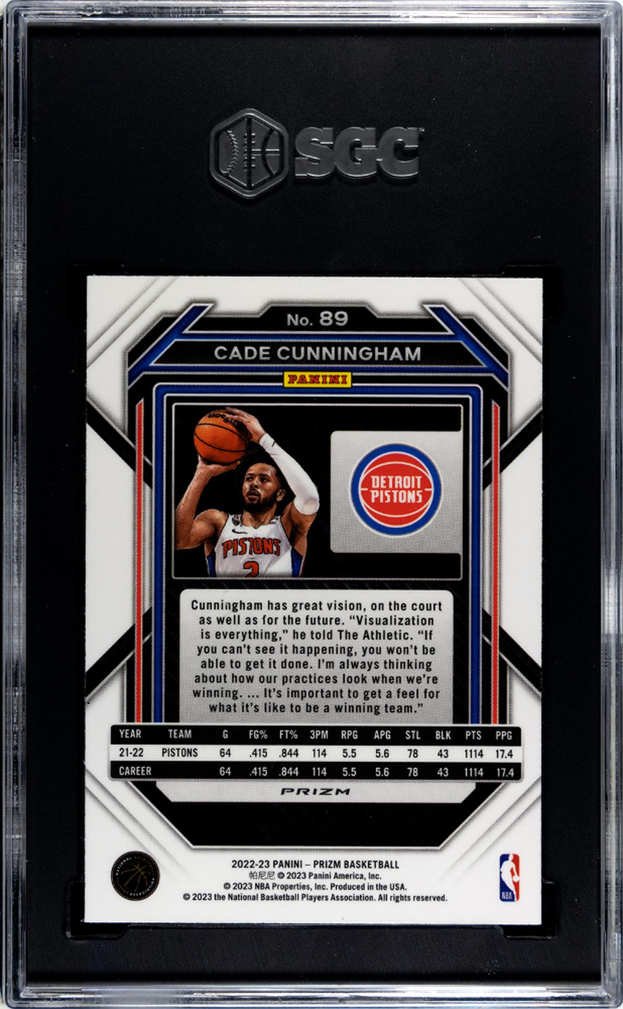 2022 Prizm #89 Cade Cunningham Red Ice Prizm SGC 10