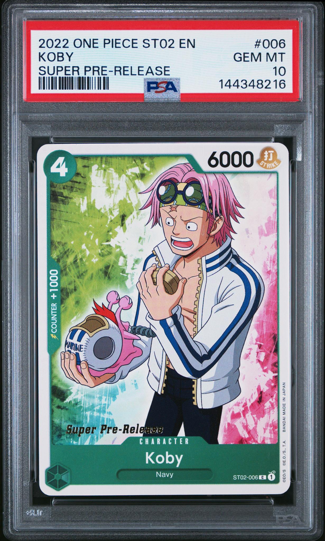 2022 One Piece Starter Deck-Worst Generation Super Pre-Release Koby #6 PSA 10