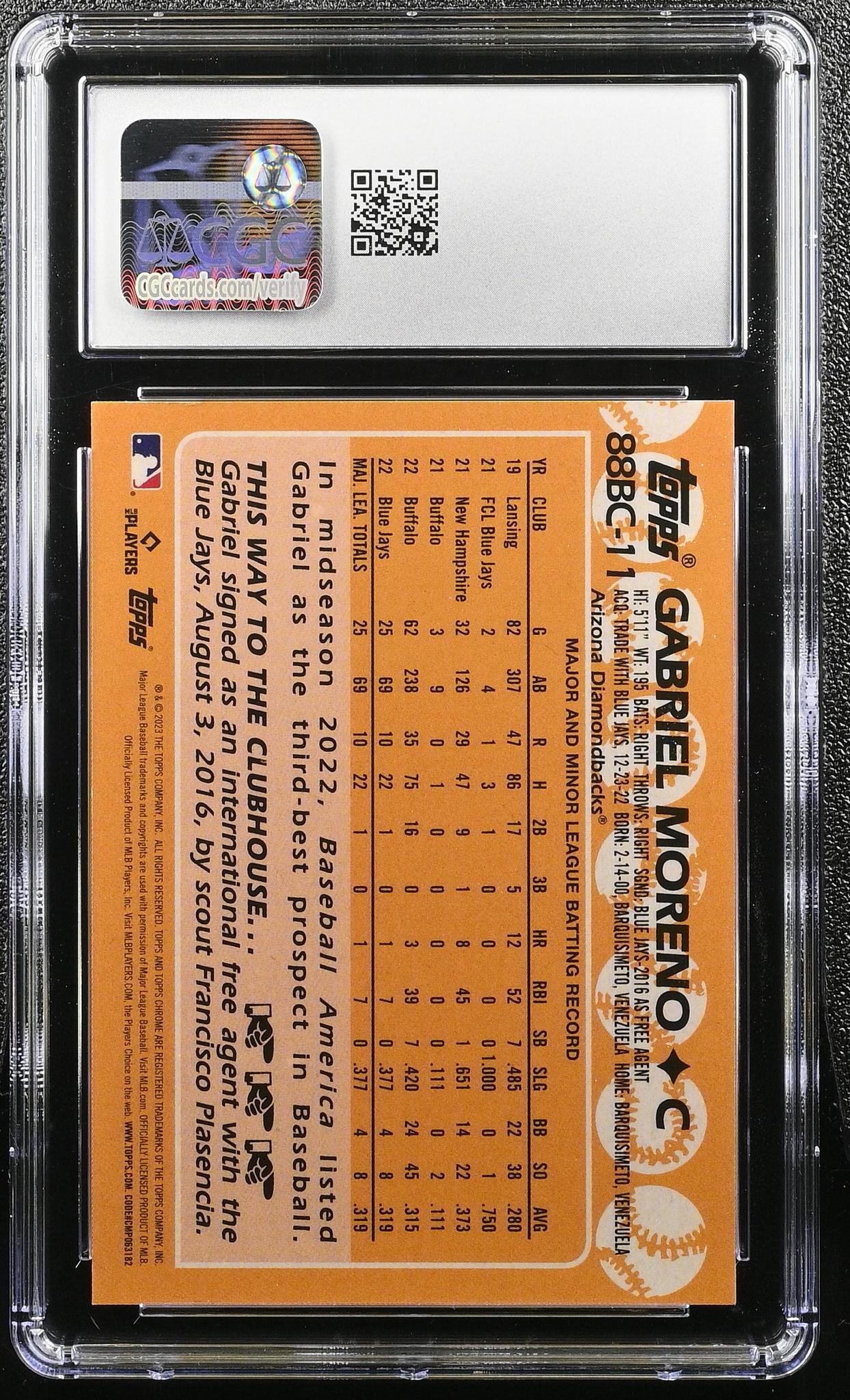 2023 Topps Chrome #88BC-11 Gabriel Moreno 1988 35th Anniversary CGC 10