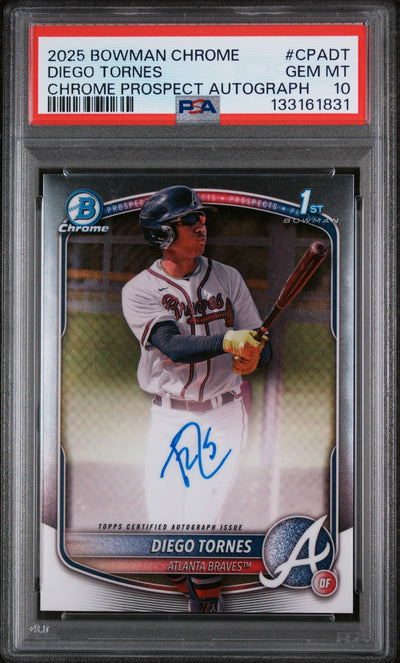 2025 Bowman Chrome Diego Tornes #CPADT 1st Bowman Chrome Prospect Auto PSA 10