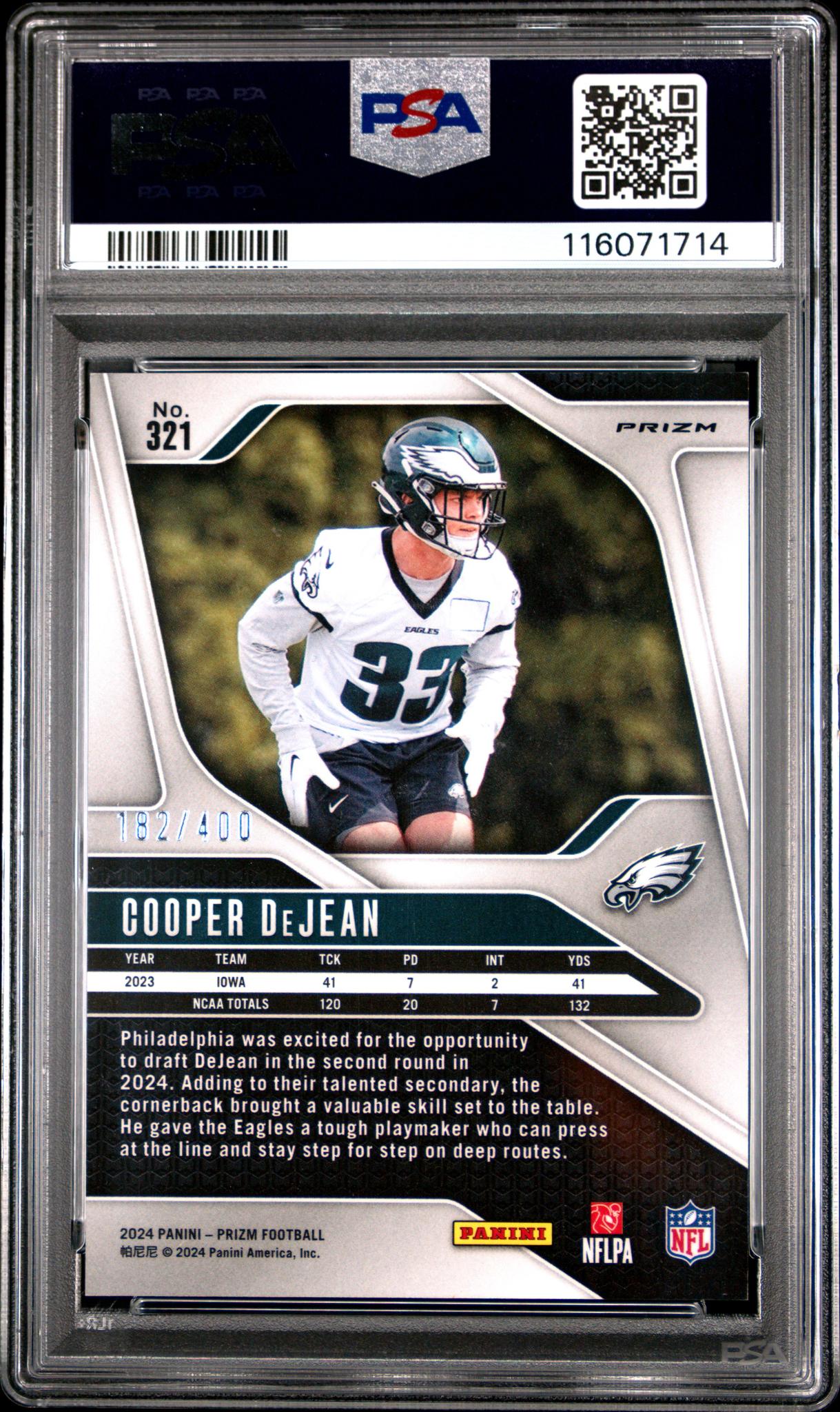 2024 Panini Prizm Pandora Prizm Cooper Dejean #321 /400 PSA 9