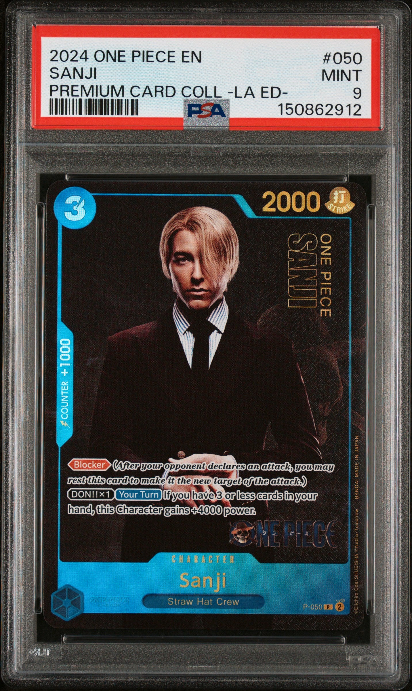2024 One Piece Premium Card Collection Live Action Edition Sanji #P-050 PSA 9