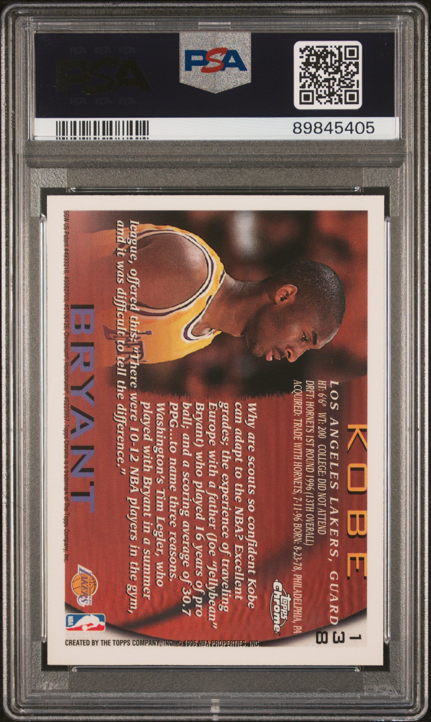 1996 Topps Chrome Kobe Bryant #138 PSA 8