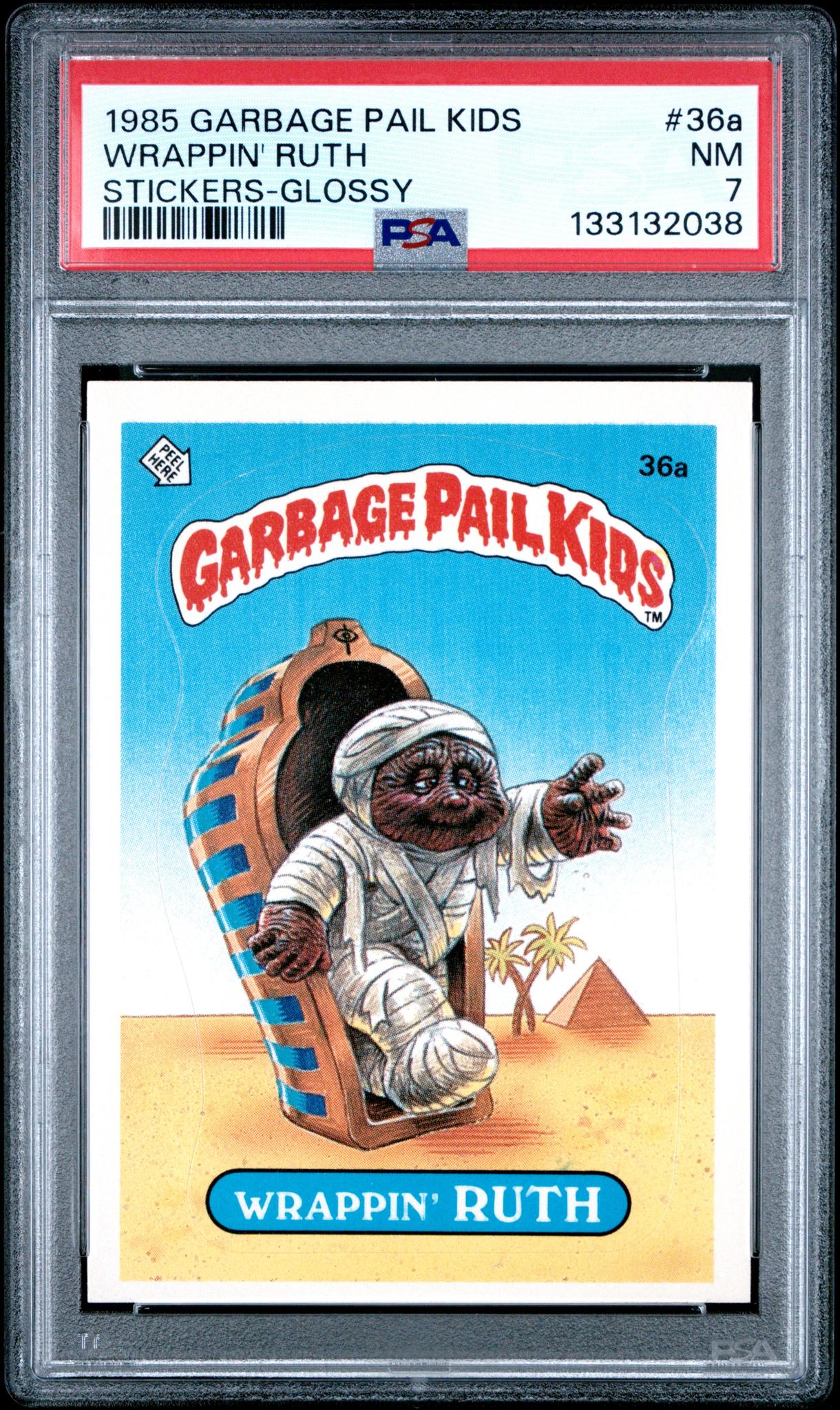 1985 Garbage Pail Kids Stickers Glossy Wrappin' Ruth #36a PSA 7