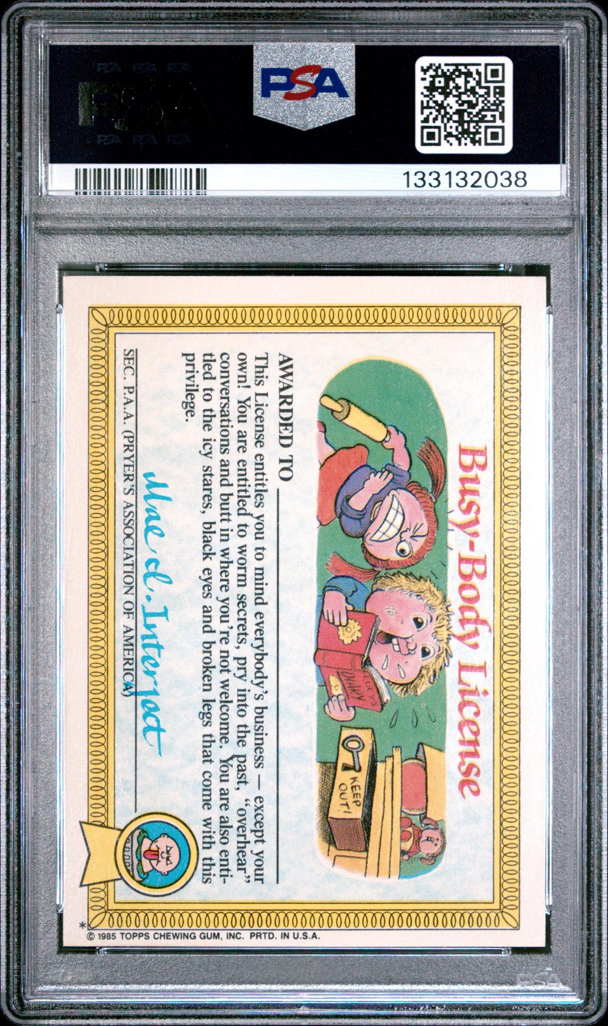 1985 Garbage Pail Kids Stickers Glossy Wrappin' Ruth #36a PSA 7