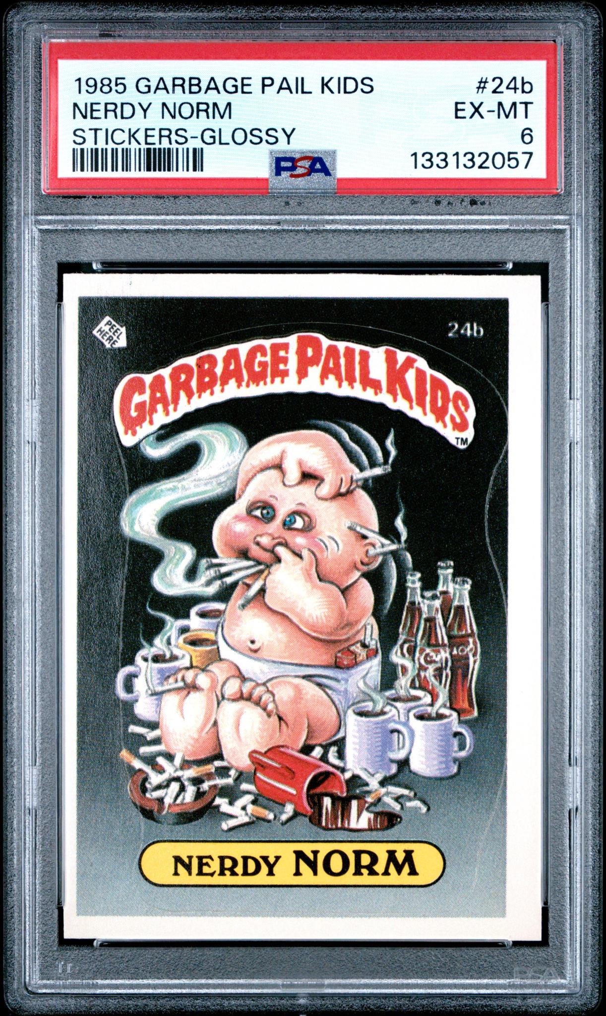 1985 Garbage Pail Kids Stickers Glossy Nerdy Norm #24b PSA 6