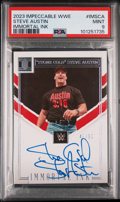 2023 Impeccable WWE Steve Austin Immortal Ink Auto #IM-SCA /99 PSA 9