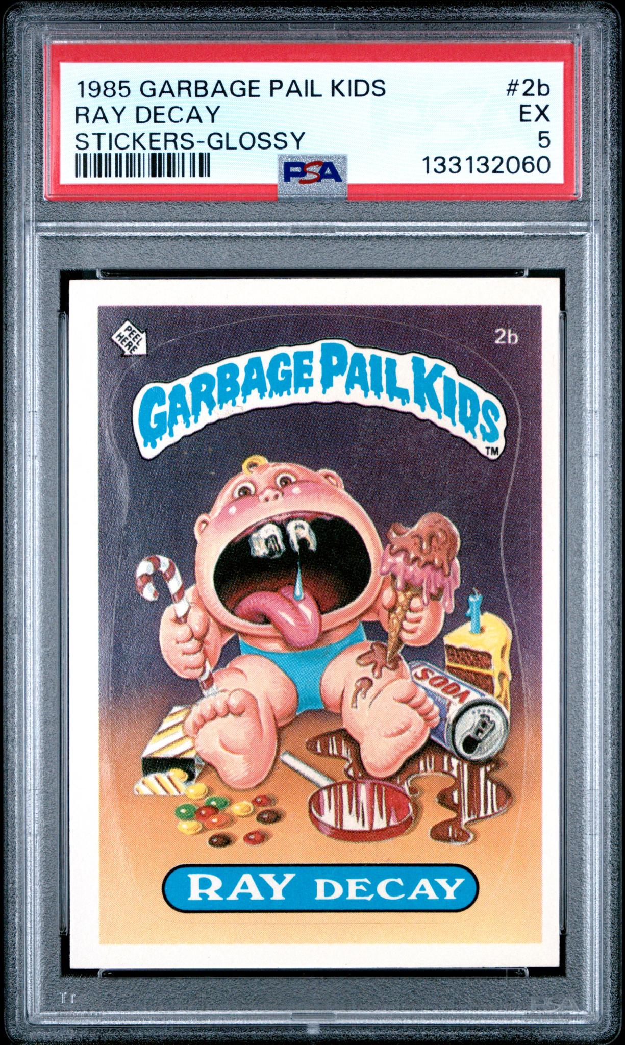 1985 Garbage Pail Kids Stickers Glossy Ray Decay #2b PSA 5