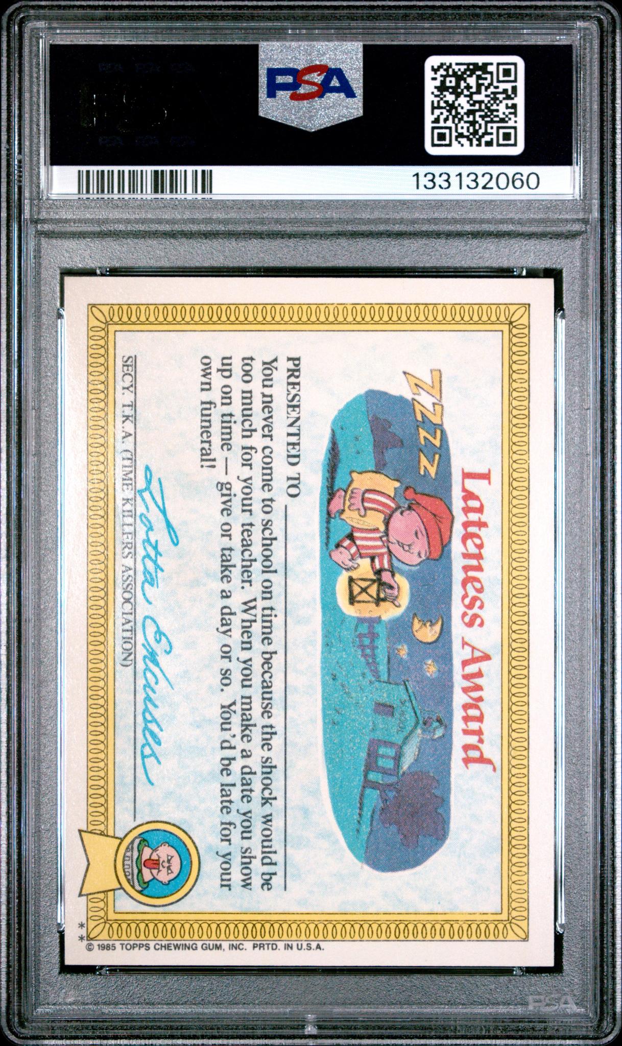 1985 Garbage Pail Kids Stickers Glossy Ray Decay #2b PSA 5