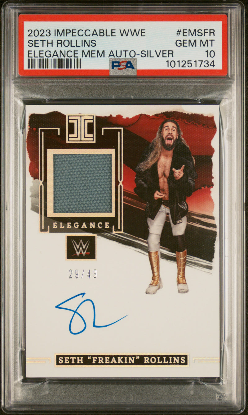 2023 Impeccable WWE Seth Rollins Elegance Auto #EM-SFR /49 PSA 10