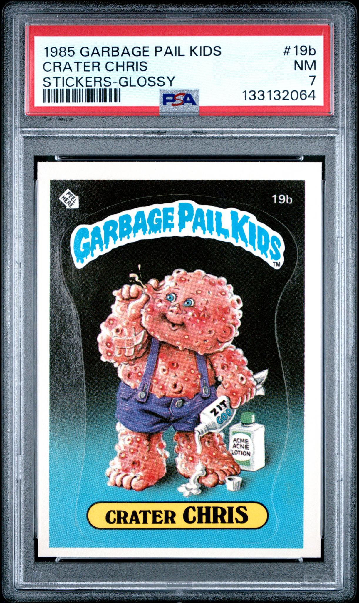 1985 Garbage Pail Kids Stickers Glossy Crater Chris #19b PSA 7