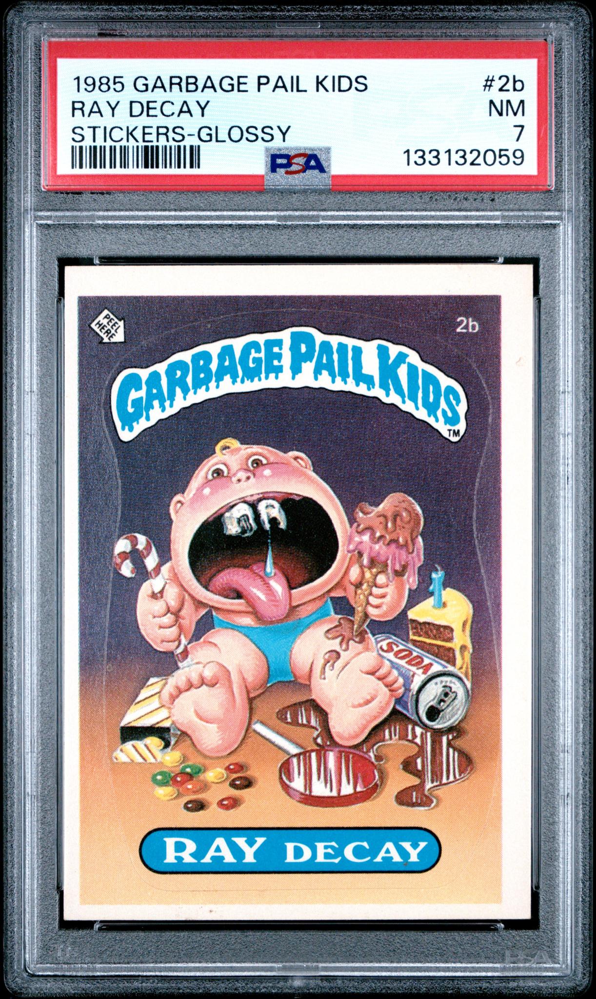1985 Garbage Pail Kids Stickers Glossy Ray Decay #2b PSA 7