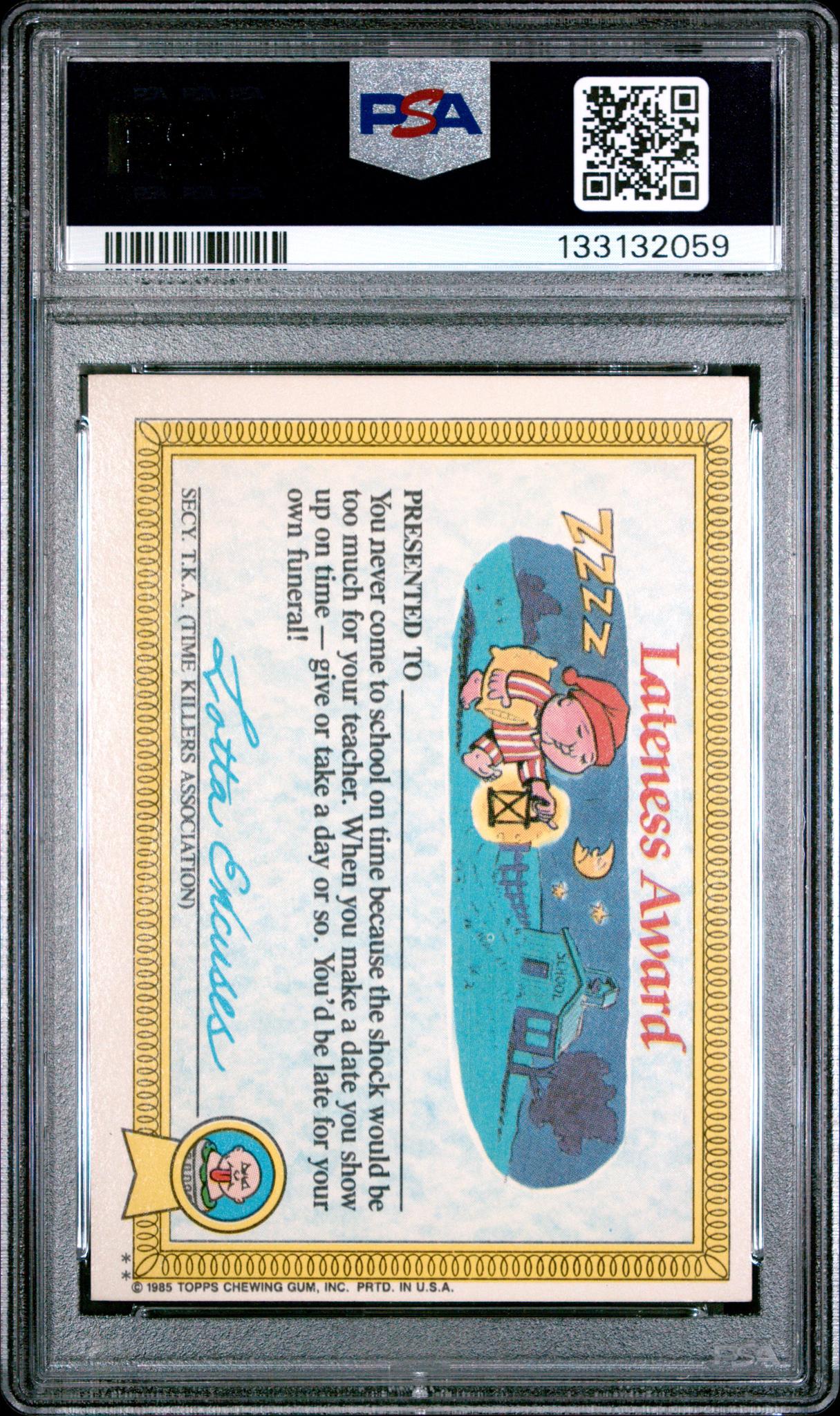 1985 Garbage Pail Kids Stickers Glossy Ray Decay #2b PSA 7
