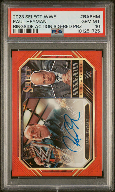 2023 Select WWE Paul Heyman Ringside Action Signatures Auto #RA-PHM /99 PSA 10
