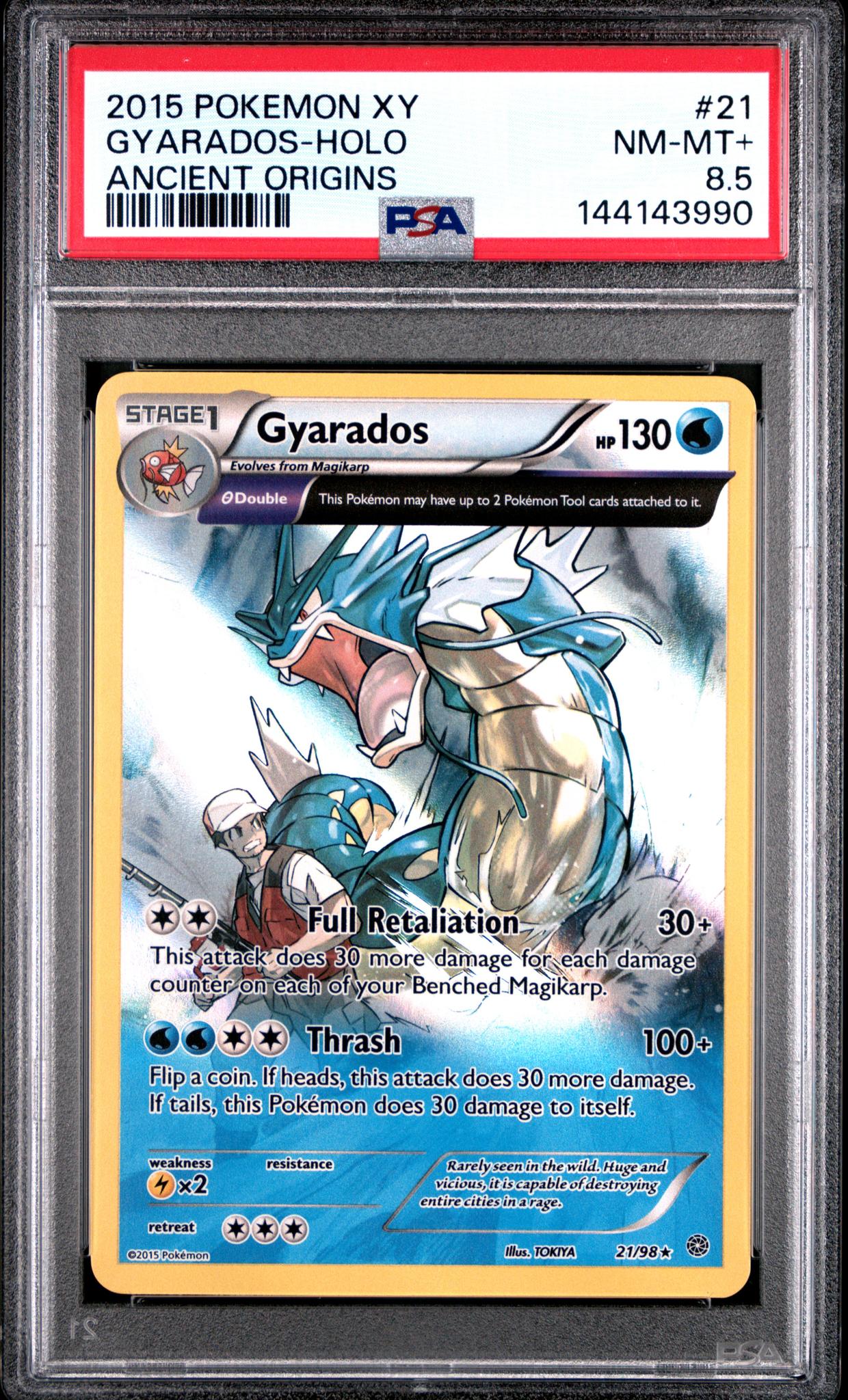 2015 Pokemon XY Ancient Origins Holo Gyarados #21 PSA 8.5