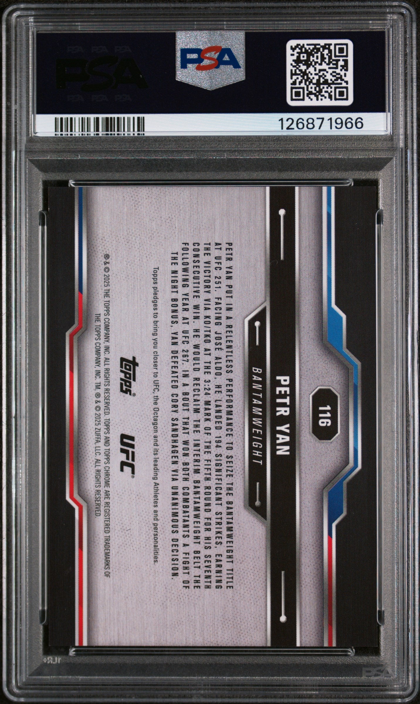 2025 Topps Chrome UFC Gold Geometric Petr Yan #116 /50 PSA 9