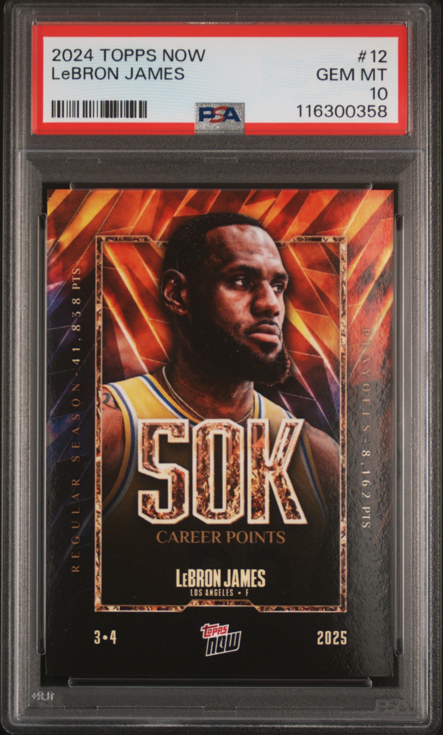 2024 Topps Now 50k Career Points LeBron James #12 /157982 PSA 10