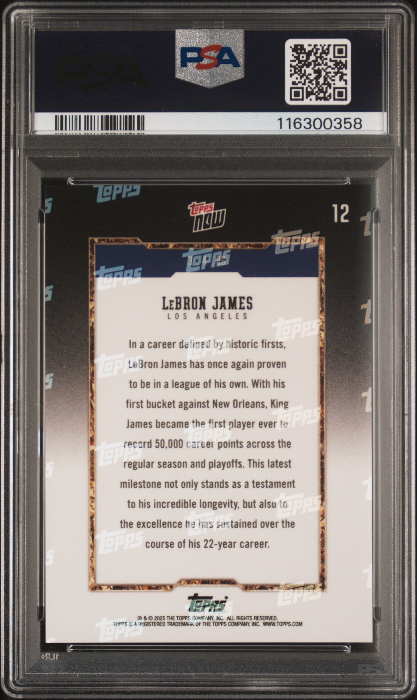 2024 Topps Now 50k Career Points LeBron James #12 /157982 PSA 10