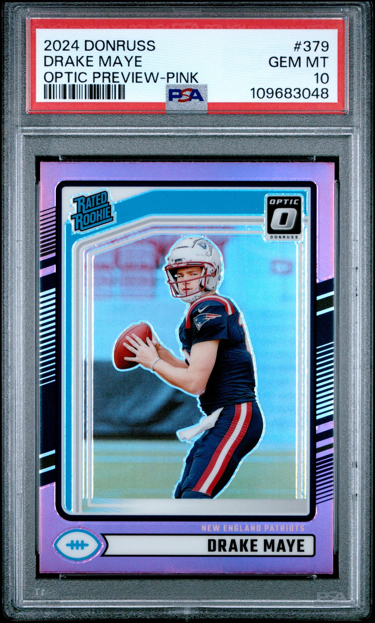 2024 Donruss Optic Rated Rookies Preview Pink Drake Maye #379 PSA 10