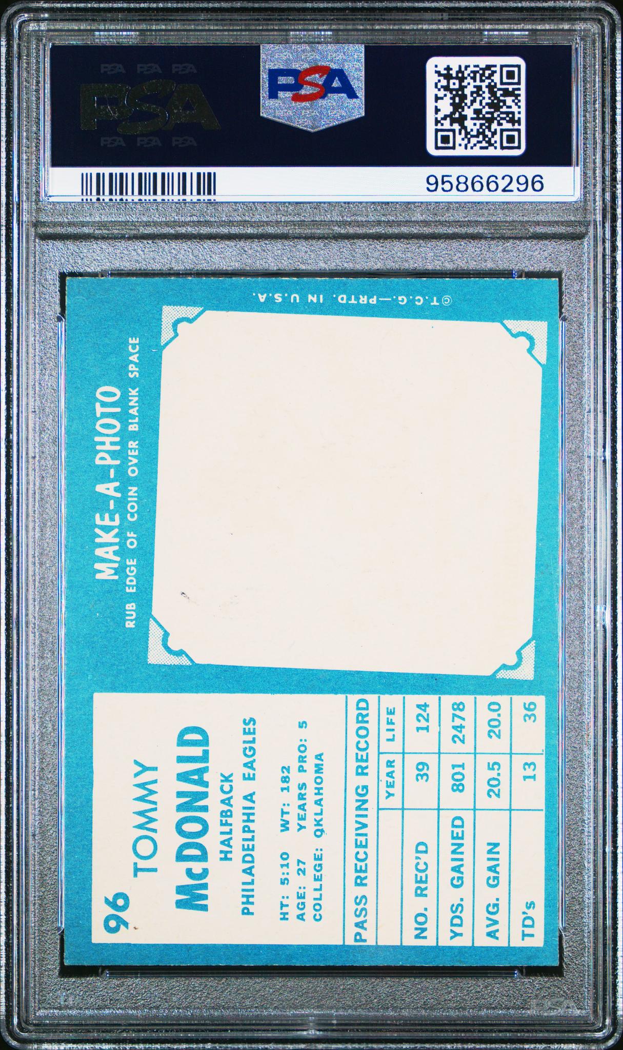 1961 Topps Tommy Mcdonald #96 PSA 7