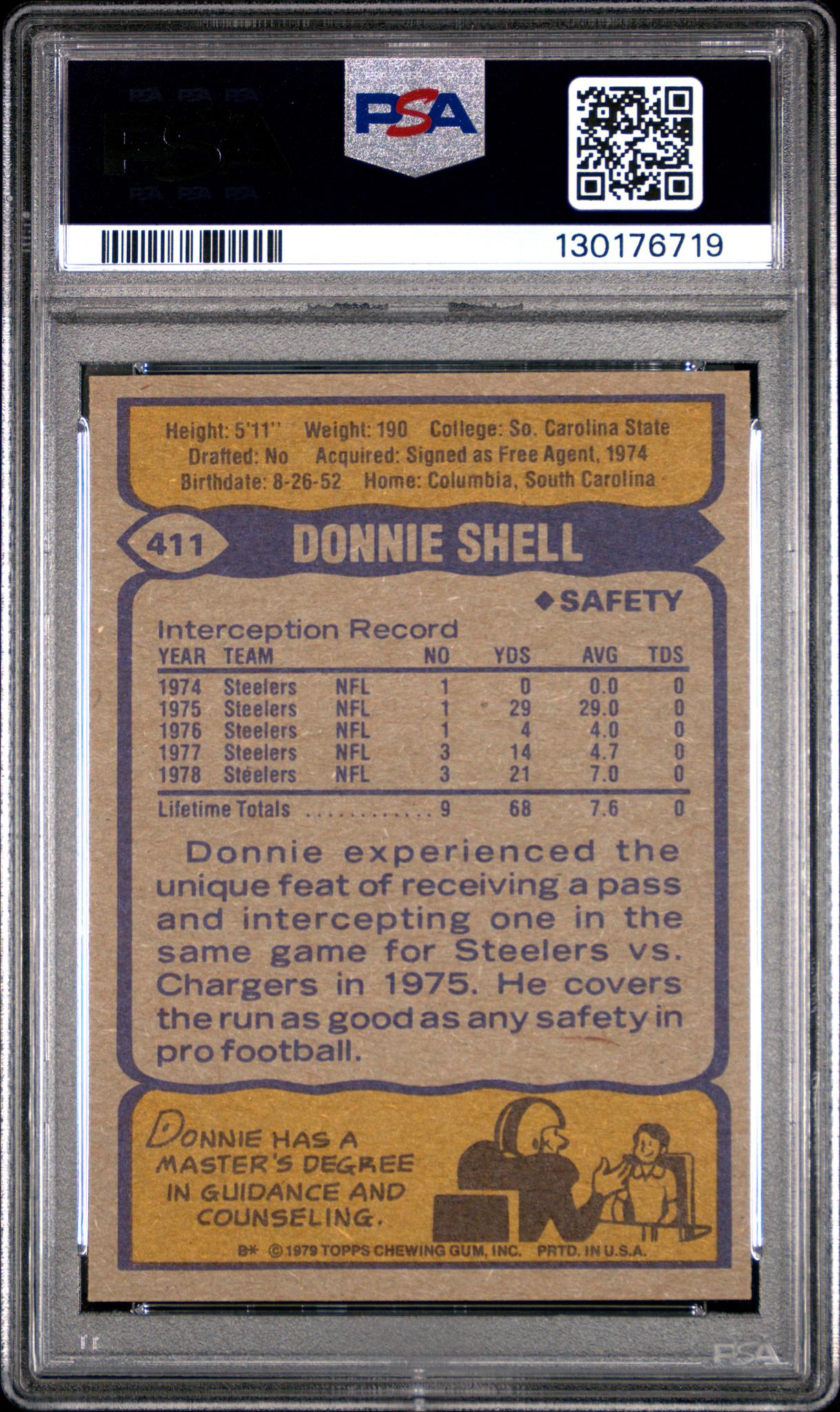 1979 Topps Donnie Shell #411 PSA 7
