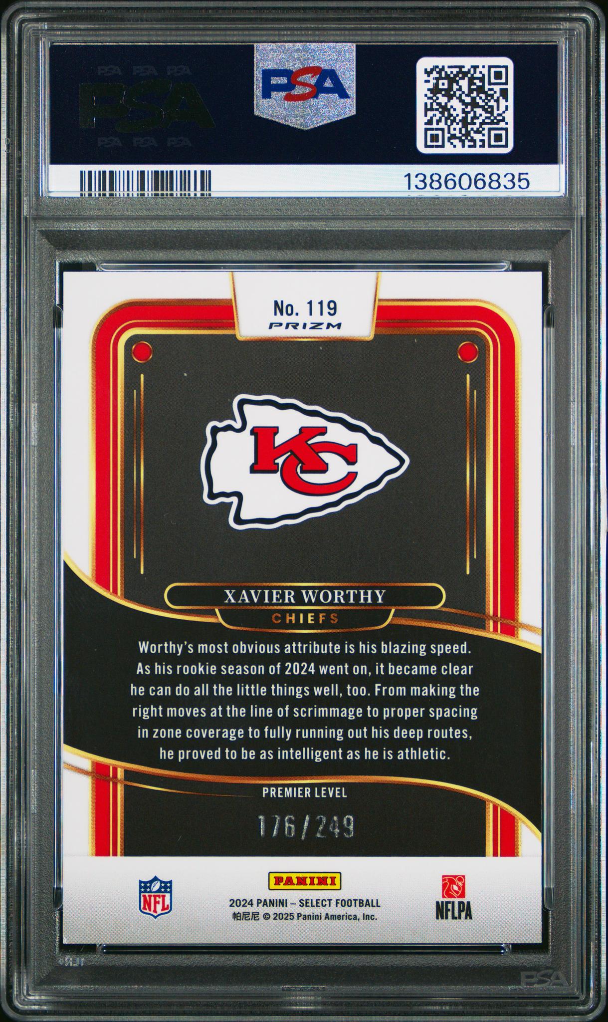2024 Prizm Tri Color Xavier Worthy #119 /249 PSA 9
