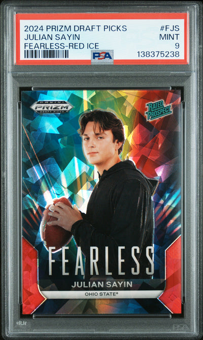 2024 Prizm Draft Picks Julian Sayin Fearless Red Ice #F-JS PSA 9