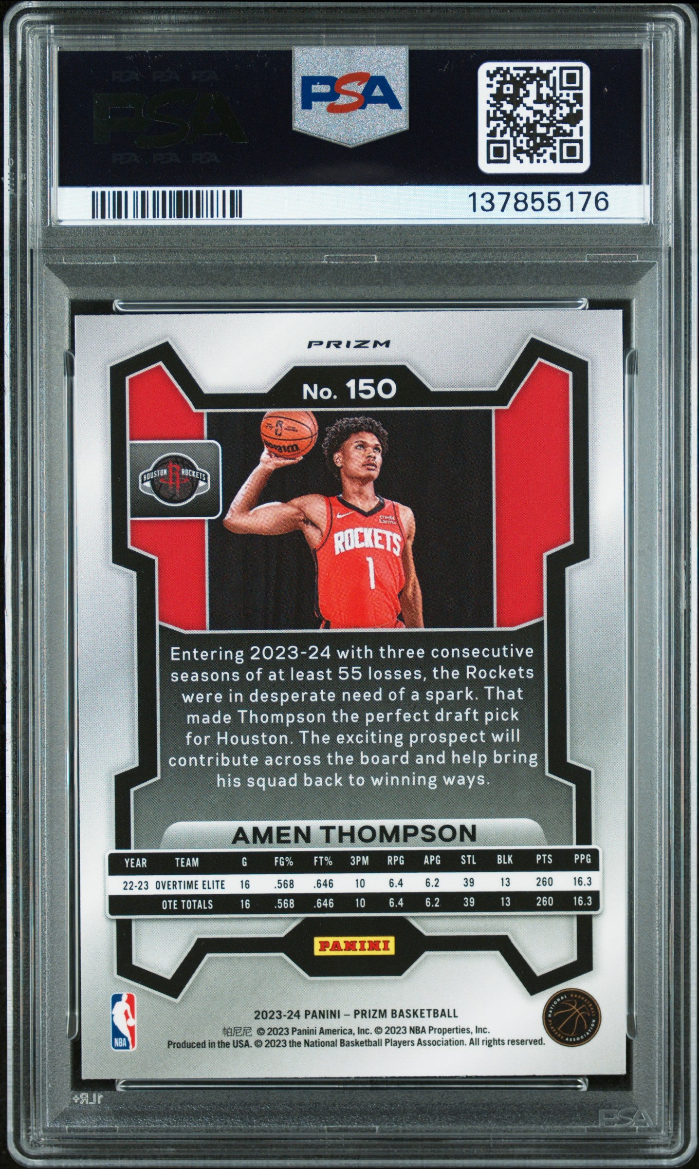 2023 Panini Prizm Pulsar Amen Thompson #150 PSA 9