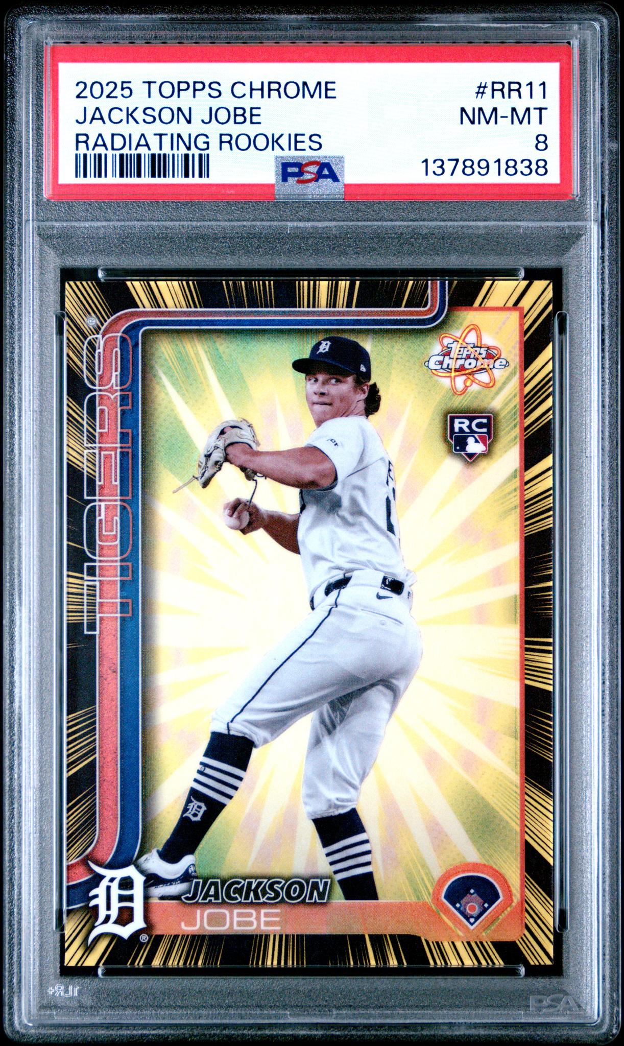 2025 Topps Chrome Radiating Rookies Jackson Jobe #RR11 PSA 8