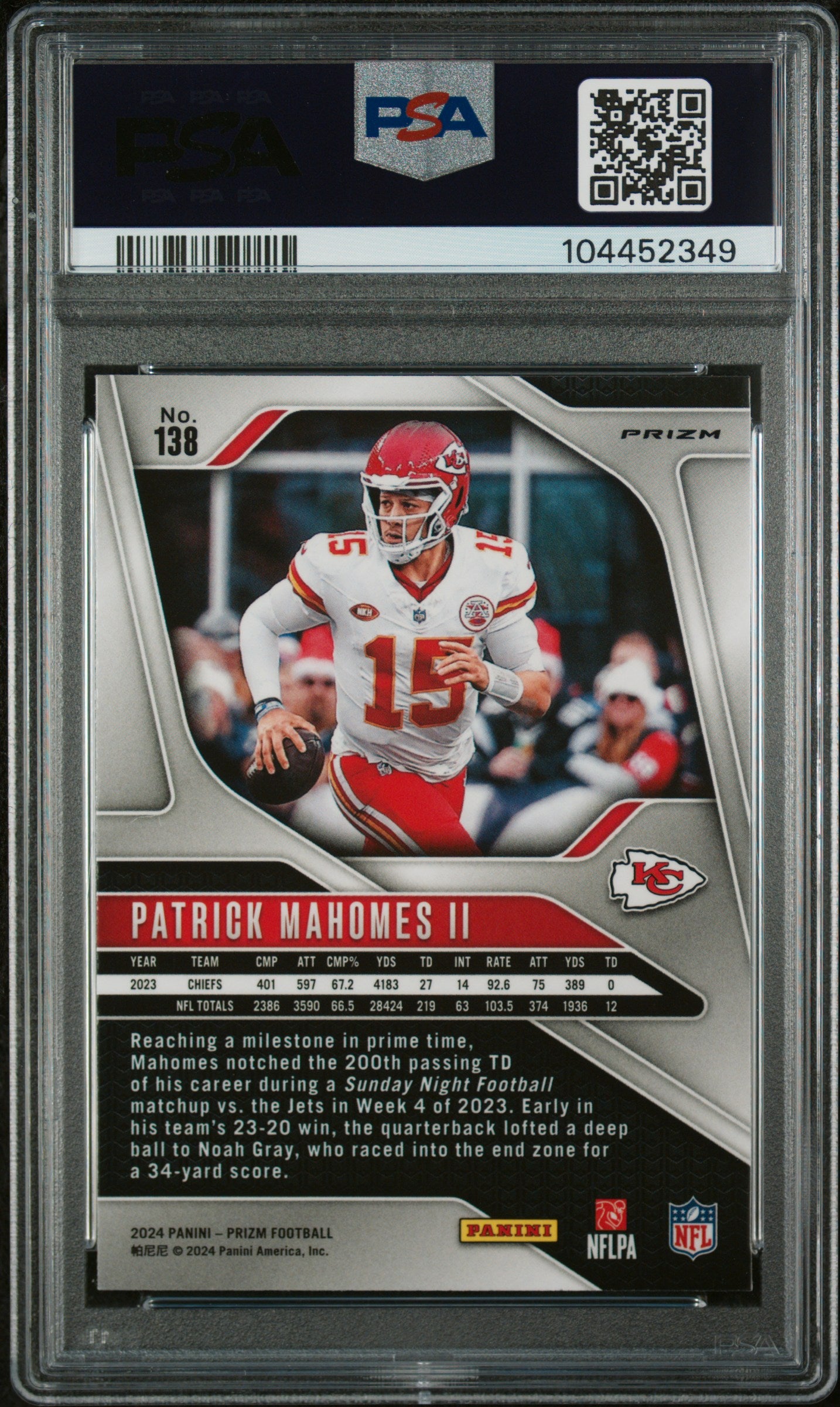2024 Panini Prizm Silver Prizm Patrick Mahomes II #138 PSA 9