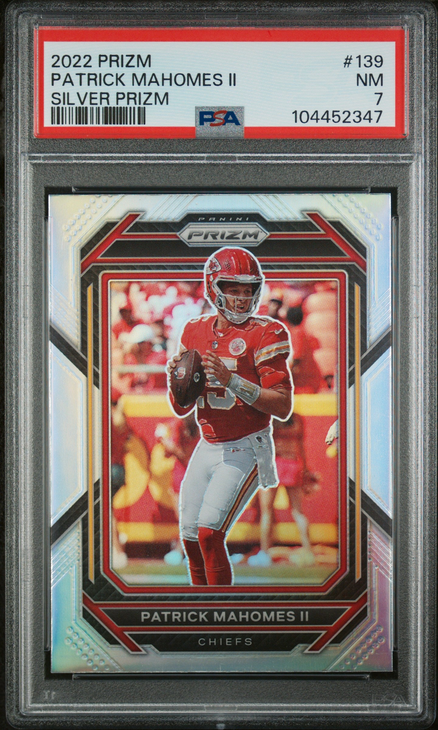 2022 Panini Prizm Prizms Silver Patrick Mahomes II #139 PSA 7