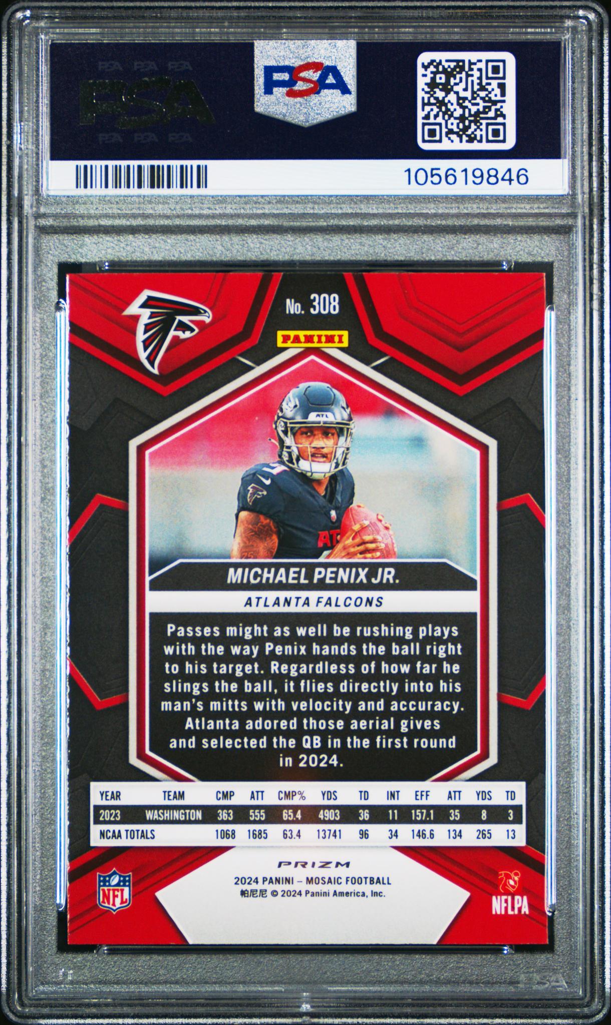 2024 Panini Mosaic Green Michael Penix Jr. #308 PSA 10