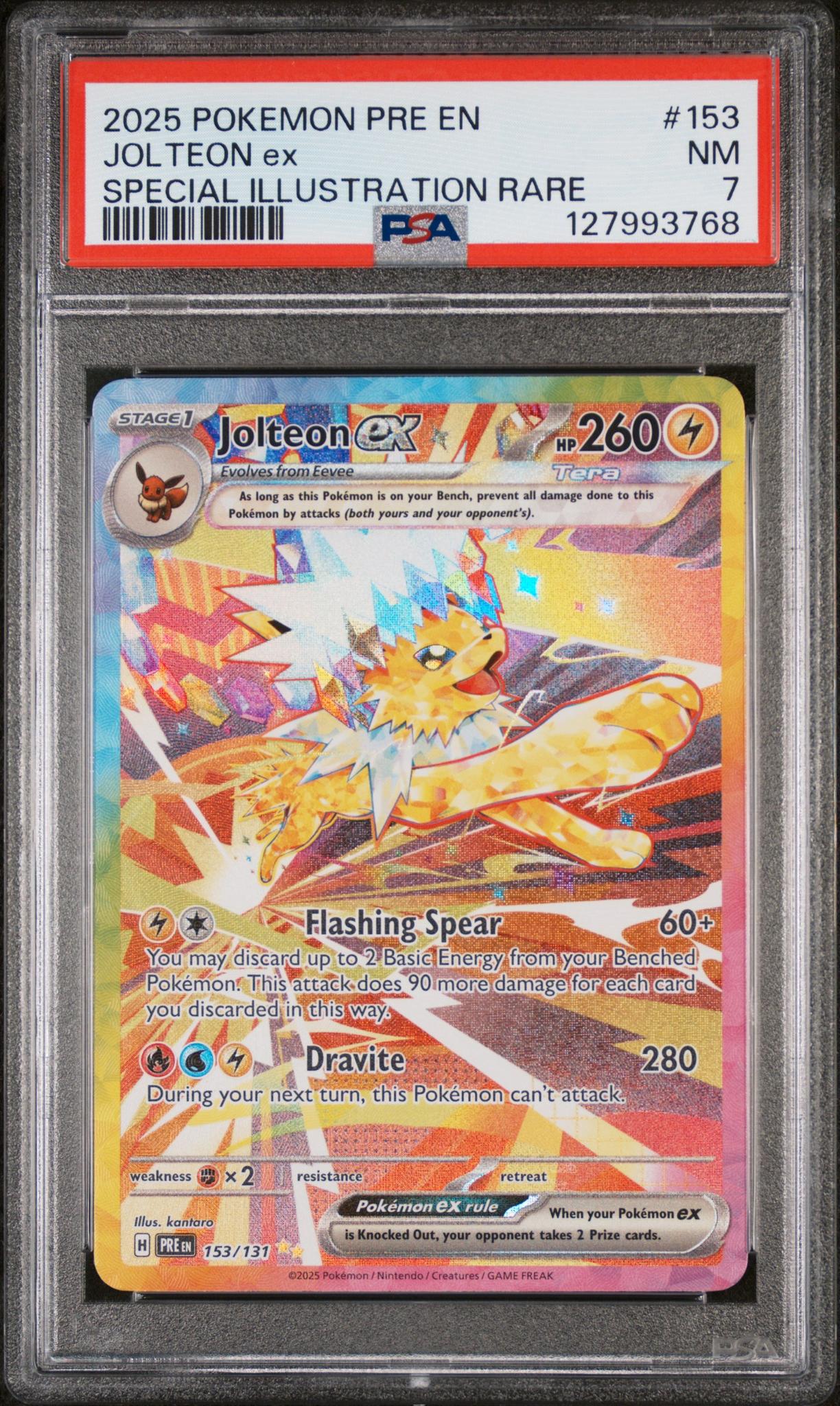 2025 Pokemon Scarlet and Violet Prismatic Evolutions Special Illustration Rare Jolteon Ex #153 PSA 7