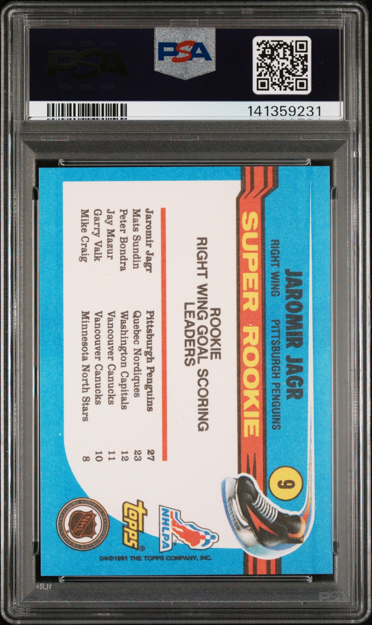 1991 Topps Jaromir Jagr #9 PSA 10