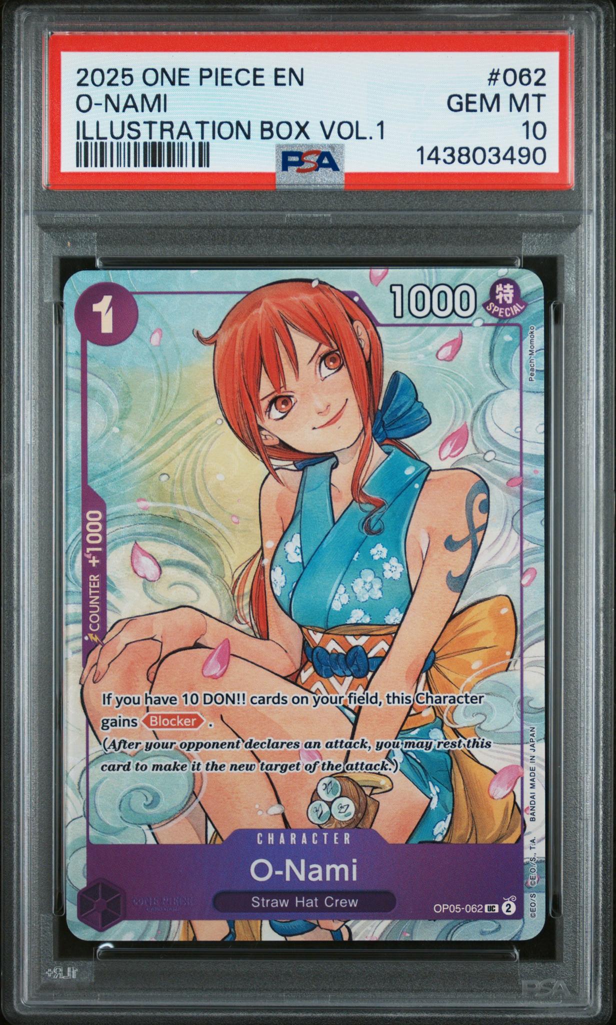 2025 One Piece Promo Illustration Box Volume 1 O-Nami #OP05-062 PSA 10