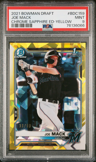 2021 Bowman Draft Joe Mack #BDC-159 Chrome Sapphire Yellow /99 PSA 9