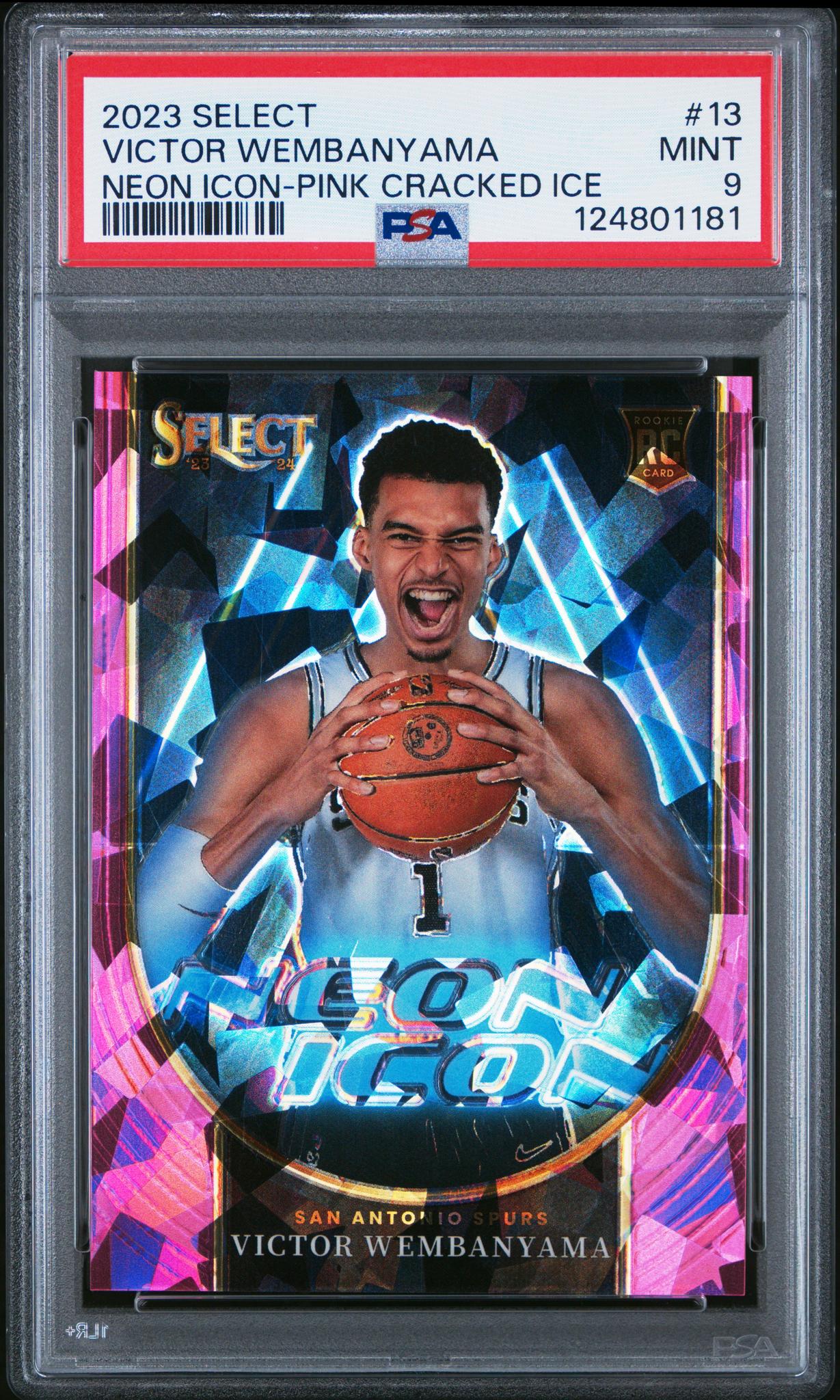 2023 Panini Select Neon Icon Pink Cracked Ice Victor Wembanyama #13 /99 PSA 9