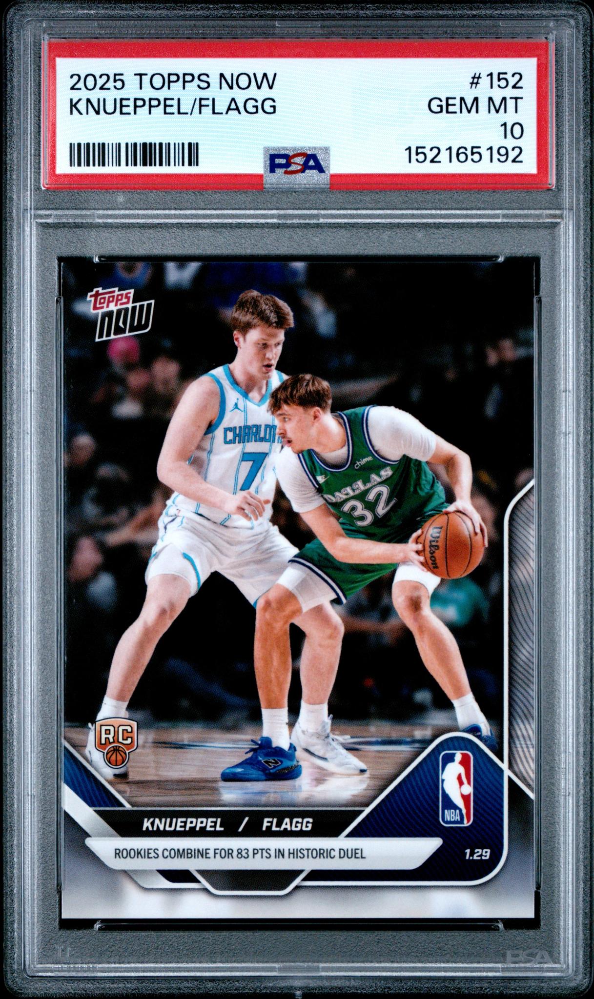 2025 Topps Now Kon Knueppel/Cooper Flagg #152 PSA 10