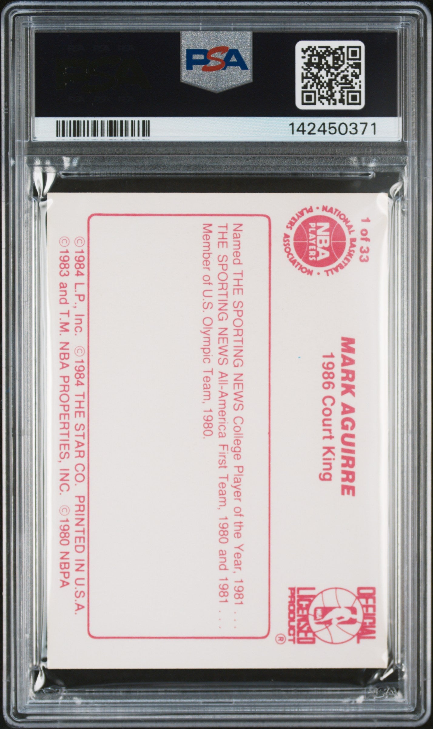 1986 Star Court Kings Mark Aguirre #1 /1 PSA 6