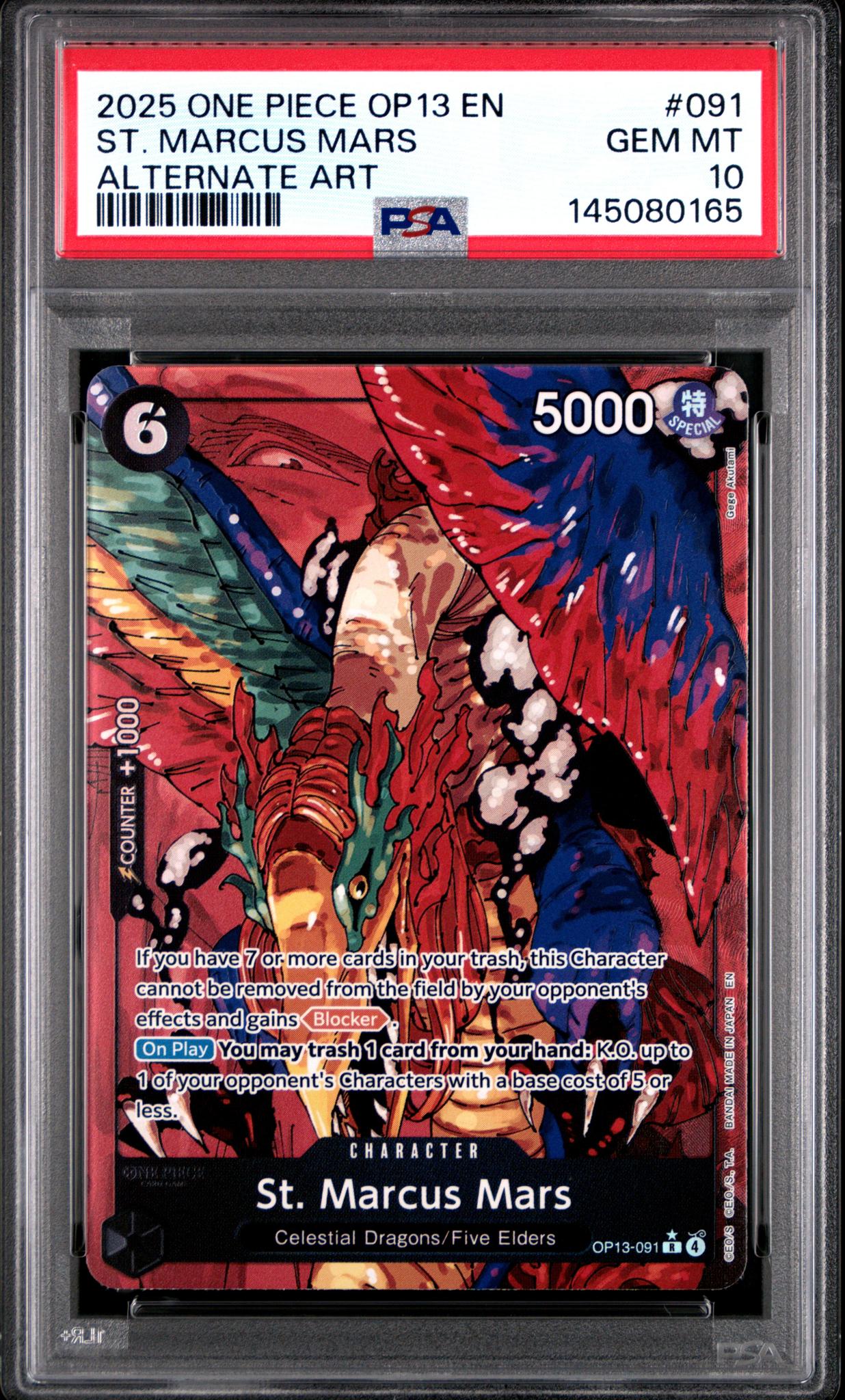 2025 One Piece Carrying On His Will Alternate Art St. Marcus Mars #OP13-091 PSA 10