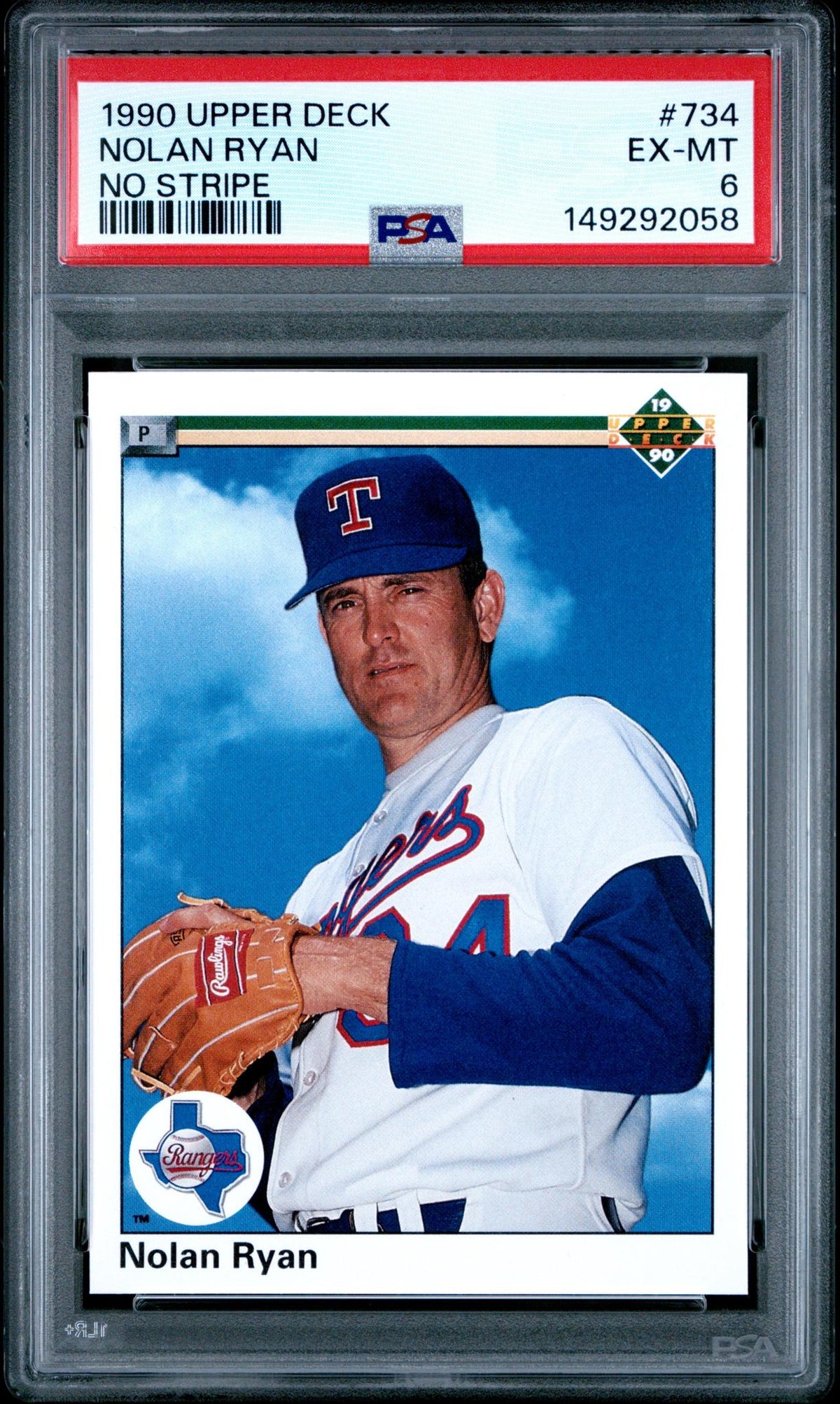 1990 Upper Deck No Stripe Nolan Ryan #734 PSA 6
