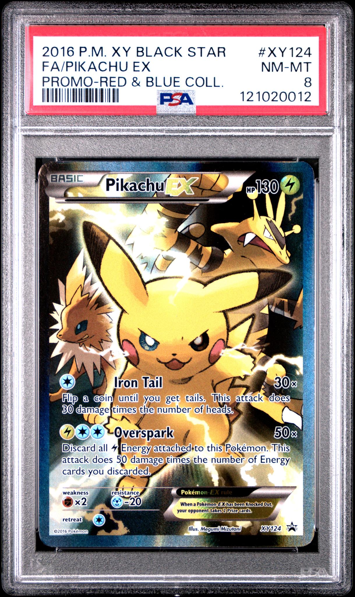 2016 Pokemon XY Black Star Promo Red and Blue Collection Pikachu Ex #XY124 PSA 8