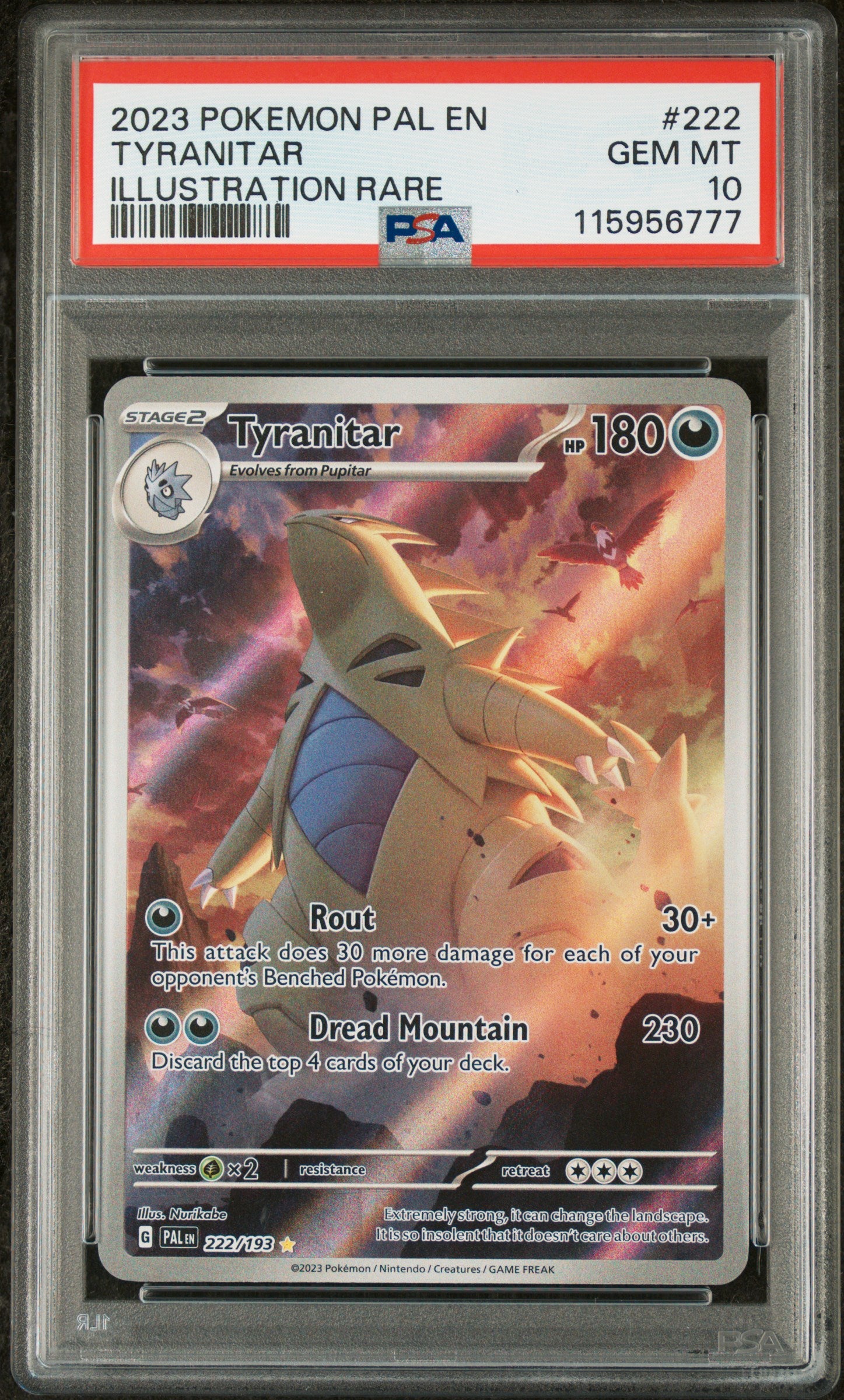 2023 Pokemon Scarlet and Violet Paldea Evolved Illustration Rare Tyranitar #222 PSA 10