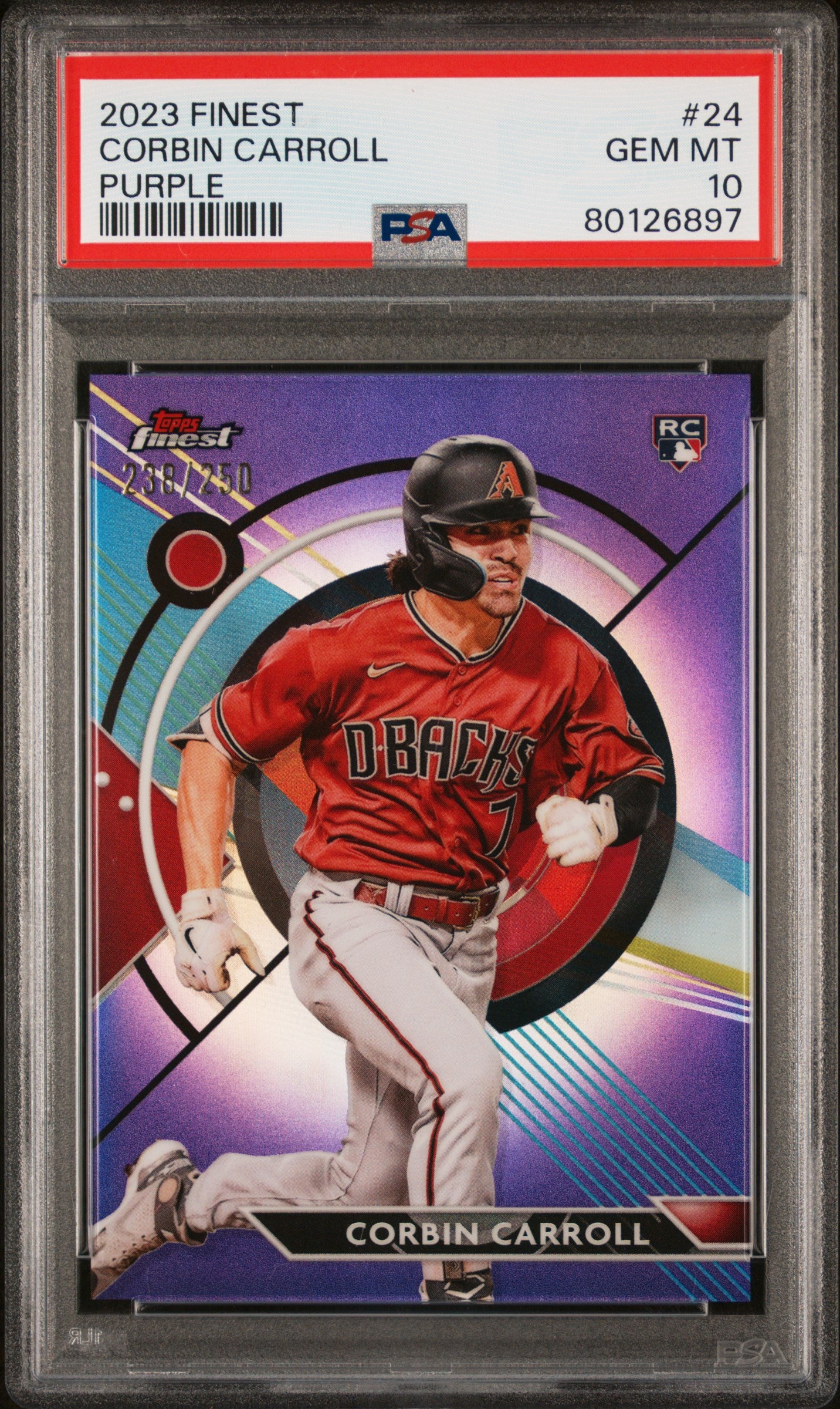 2023 Finest Purple Refractor Corbin Carroll #24 /250 PSA 10