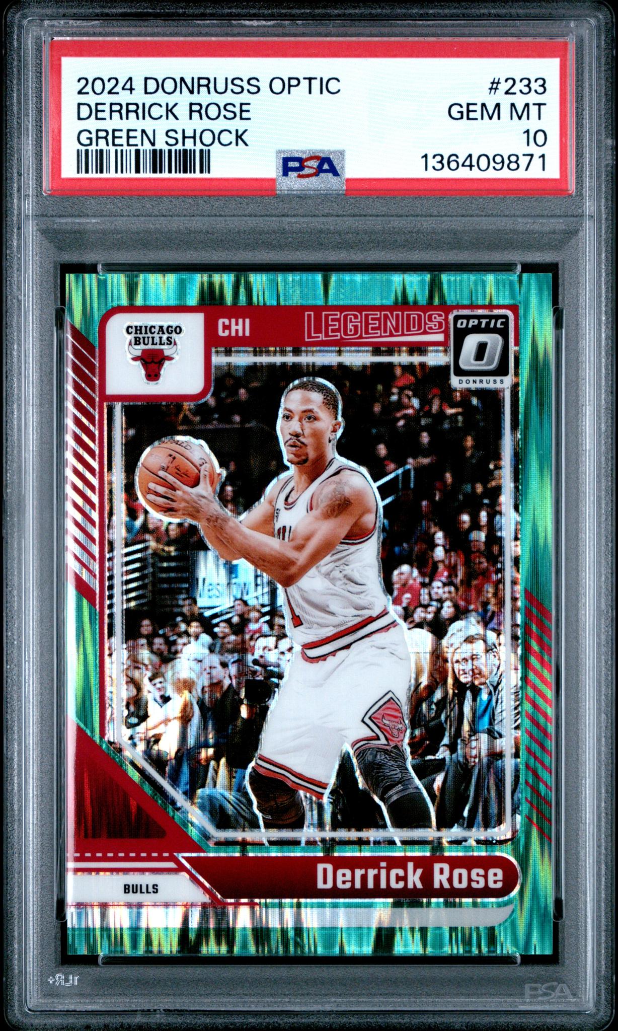 2024 Panini Donruss Optic Green Shock Derrick Rose #233 /199 PSA 10