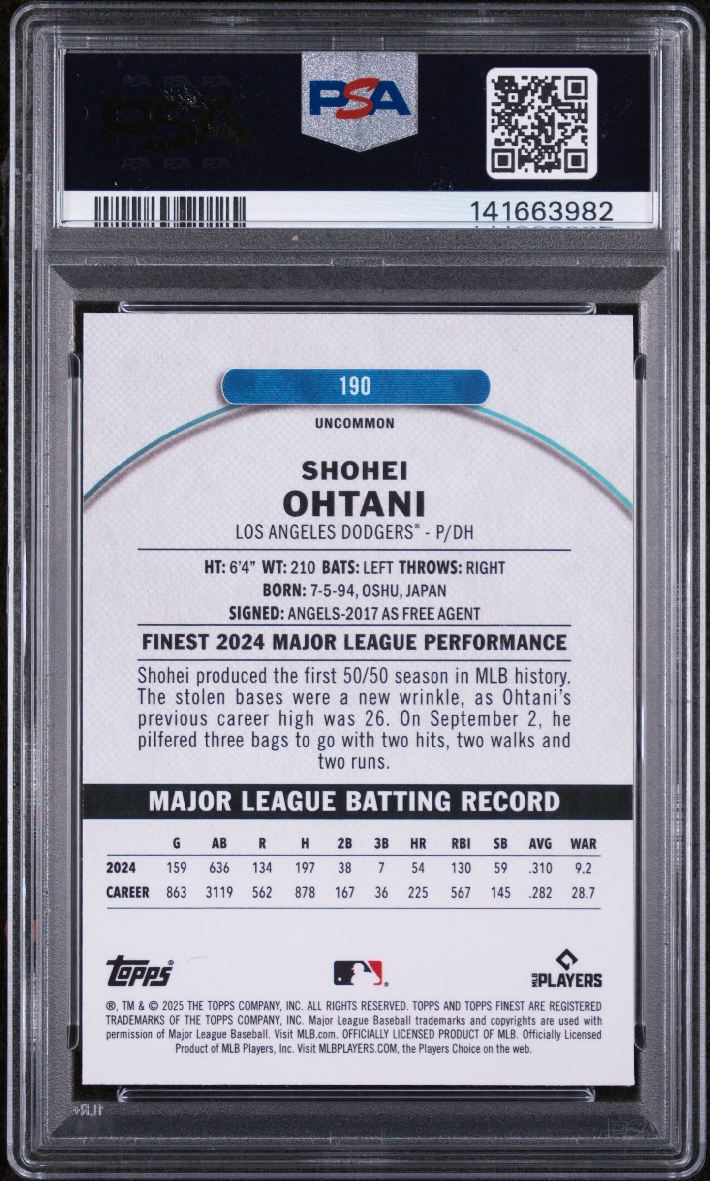 2025 Checkerboard Refractors Shohei Ohtani #190 PSA 10