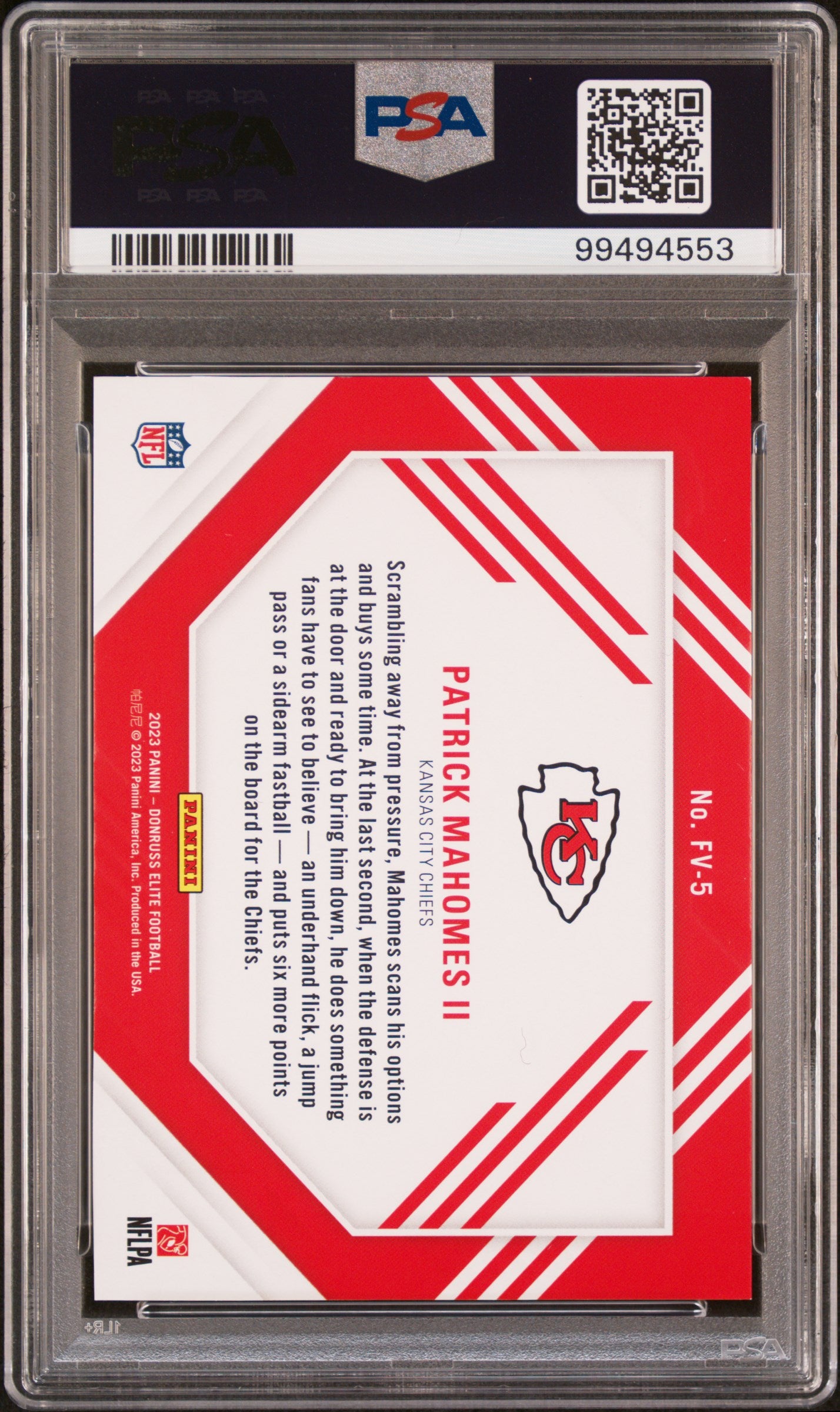 2023 Panini Donruss Elite Field Vision Orange Patrick Mahomes II #FV5 –  Monmouth Sports Cards